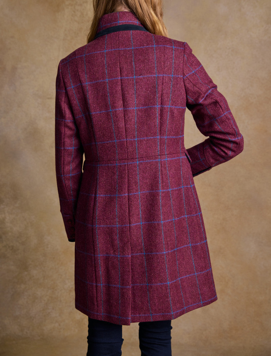 Pamela Tweed Coat - Rose Herringbone Check 