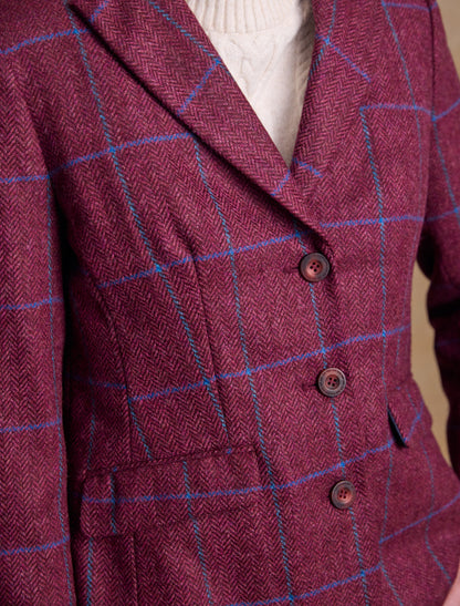 Tara Tweed Hacking Jacket - Rose Herringbone Check 
