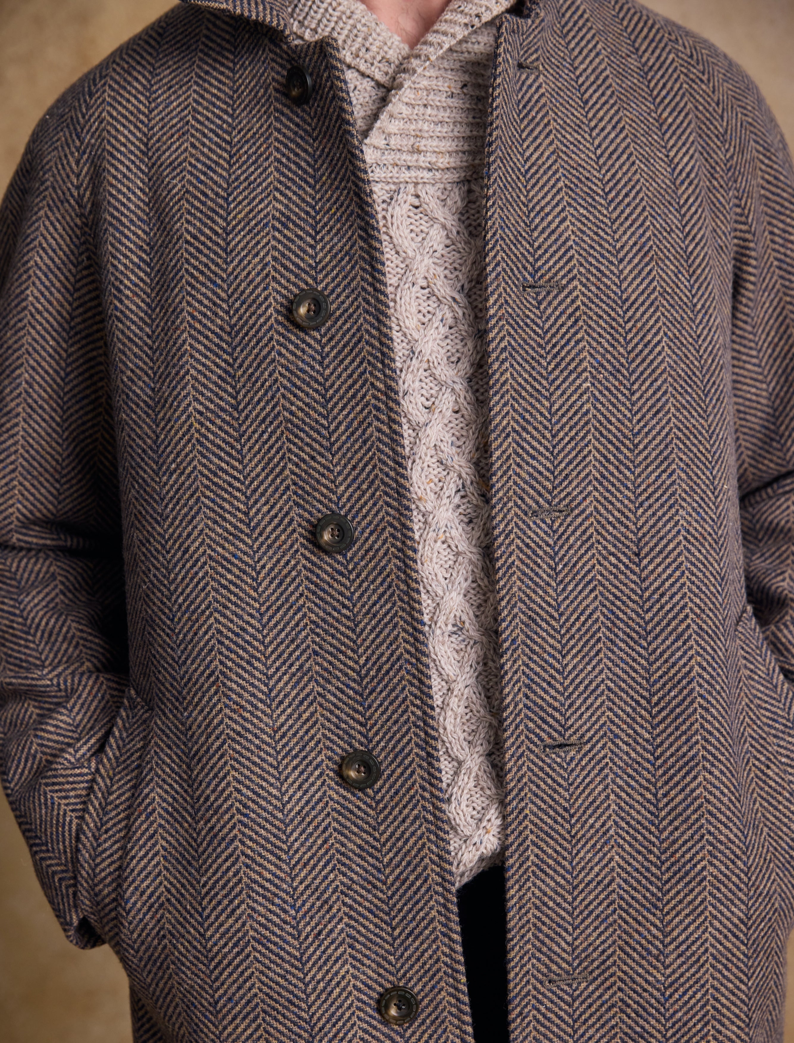 Sean Tweed Herringbone Coat - Charcoal Wide Herringbone | Jack