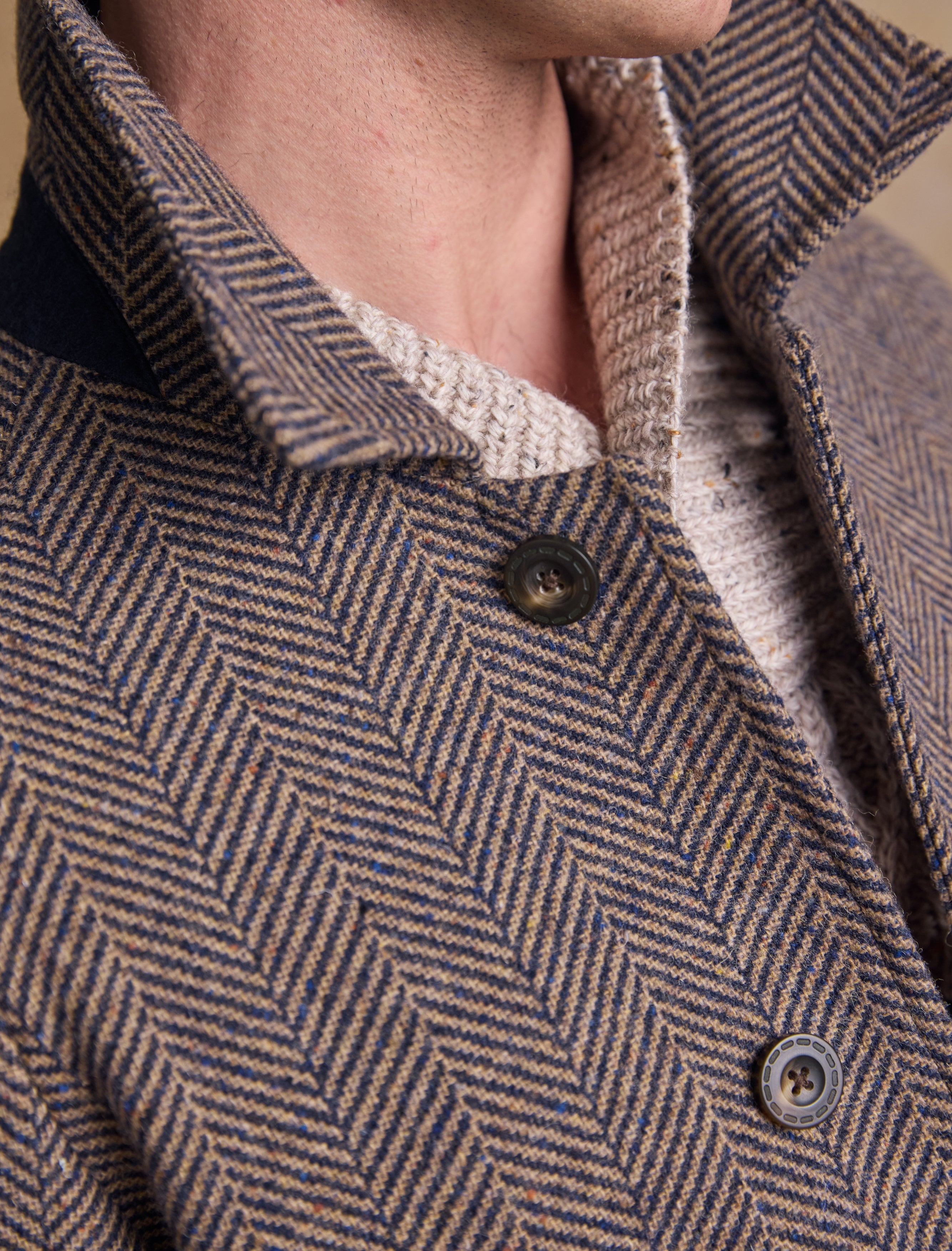 Sean Tweed Herringbone Coat - Charcoal Wide Herringbone | Jack