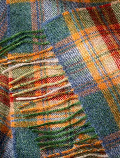 Fine Merino Plaid Scarf - Turquoise Pink Check