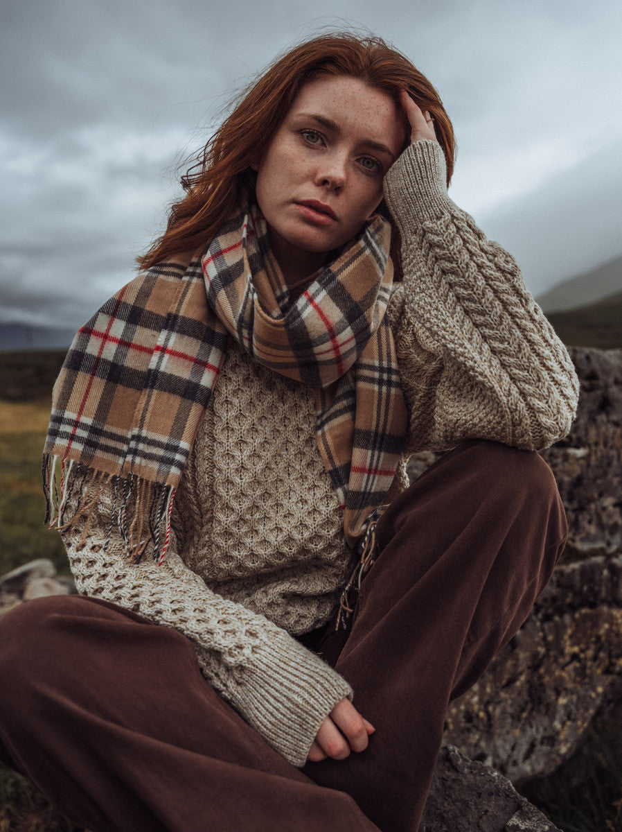 Fine Merino Plaid Scarf - Camel of Merrick