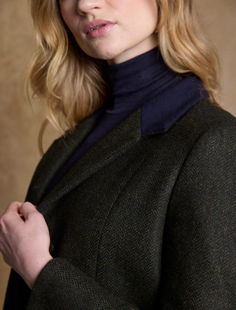 Isabella Tweed Coat - Winning Green Herringbone 