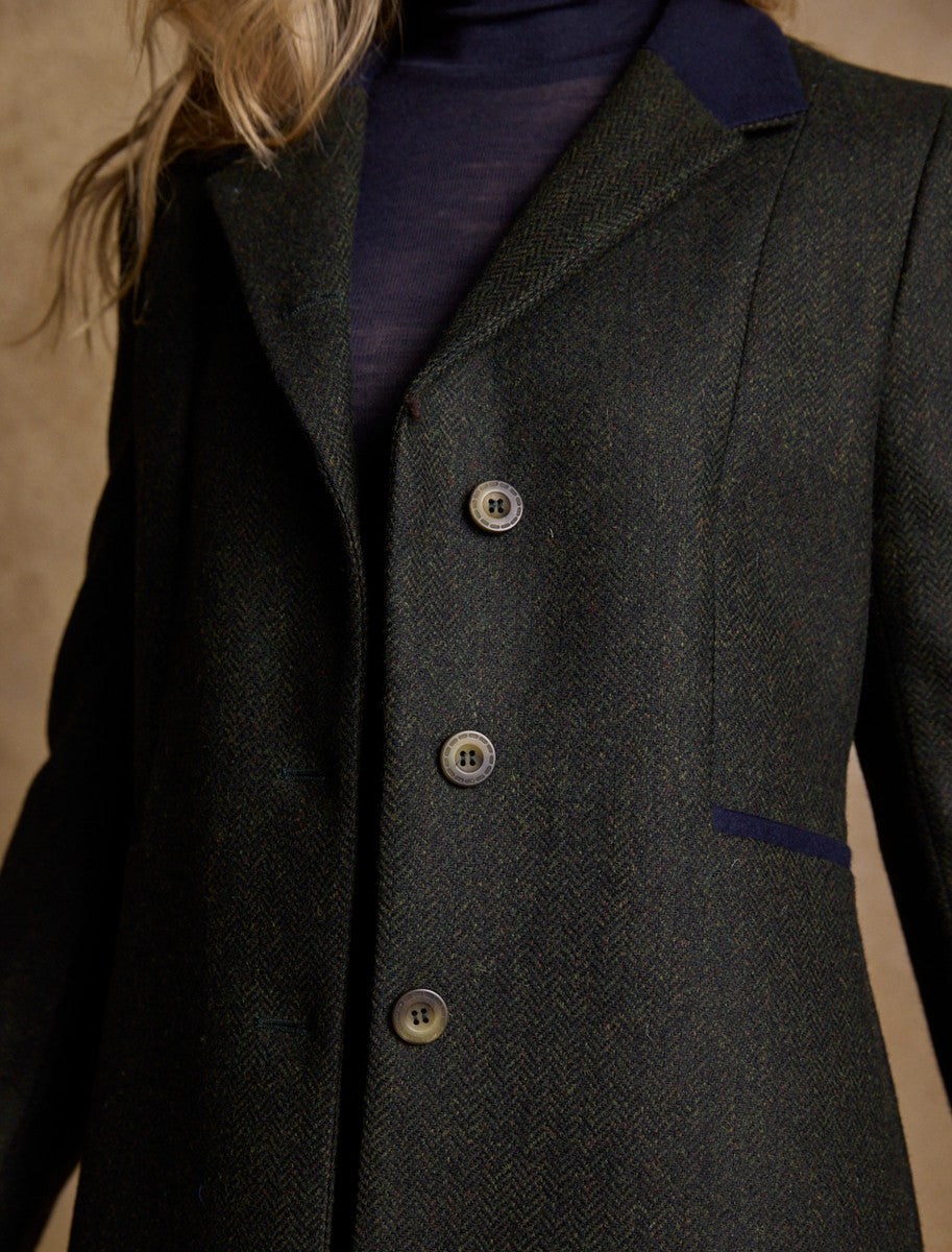 Isabella Tweed Coat - Winning Green Herringbone 