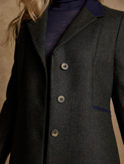Isabella Tweed Coat - Winning Green Herringbone 