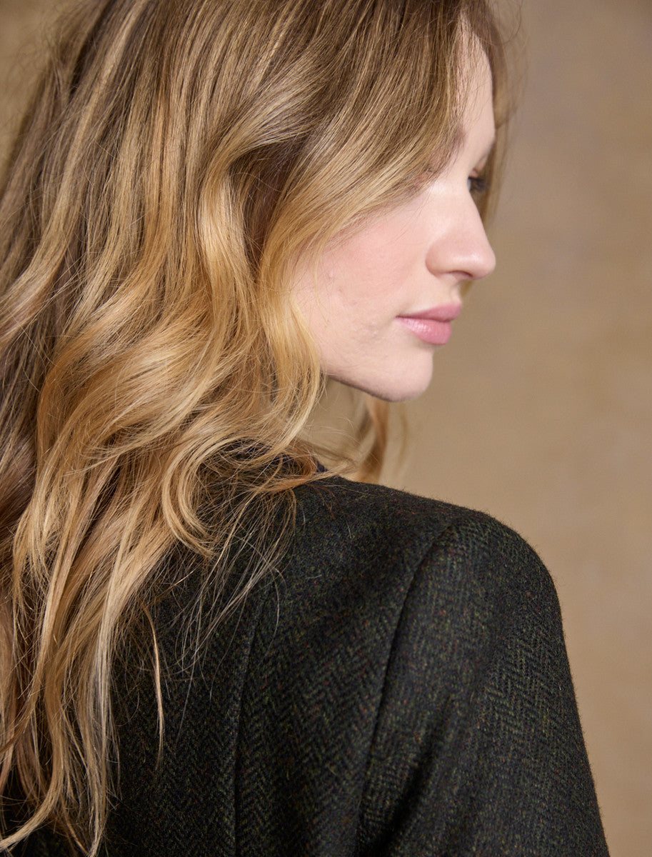 Isabella Tweed Coat - Winning Green Herringbone 
