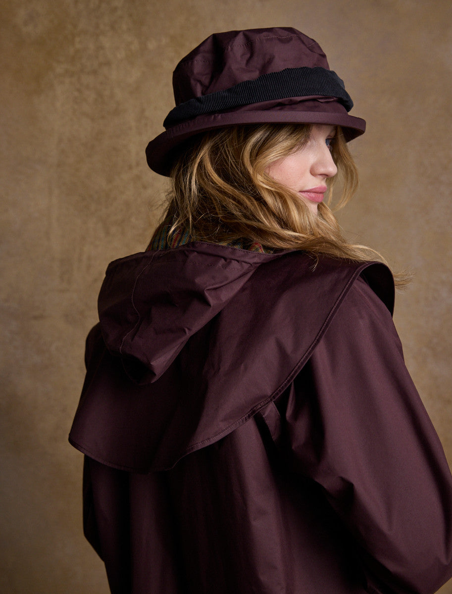 Donegal Ladies Waterproof Full Length Coat - Deep Claret 