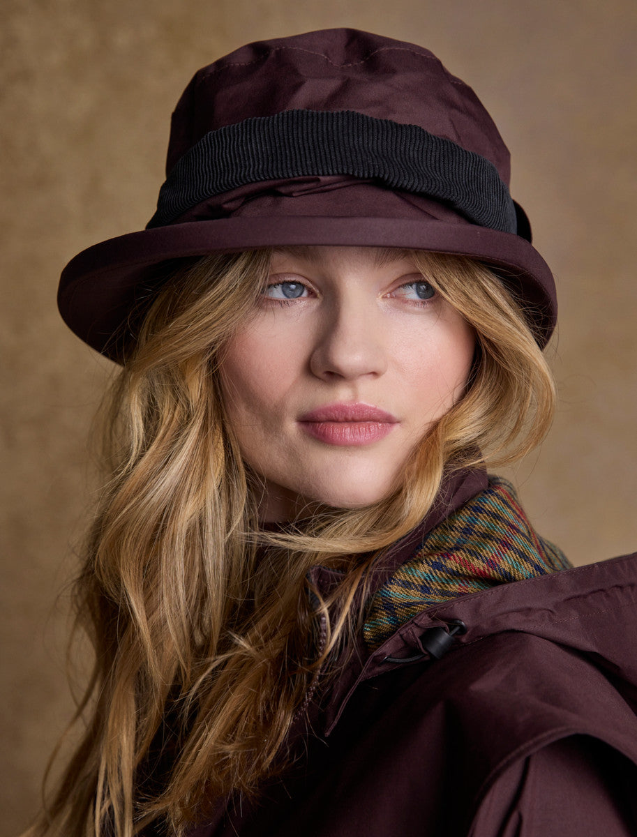 Donegal Ladies Waterproof Full Length Coat - Deep Claret 