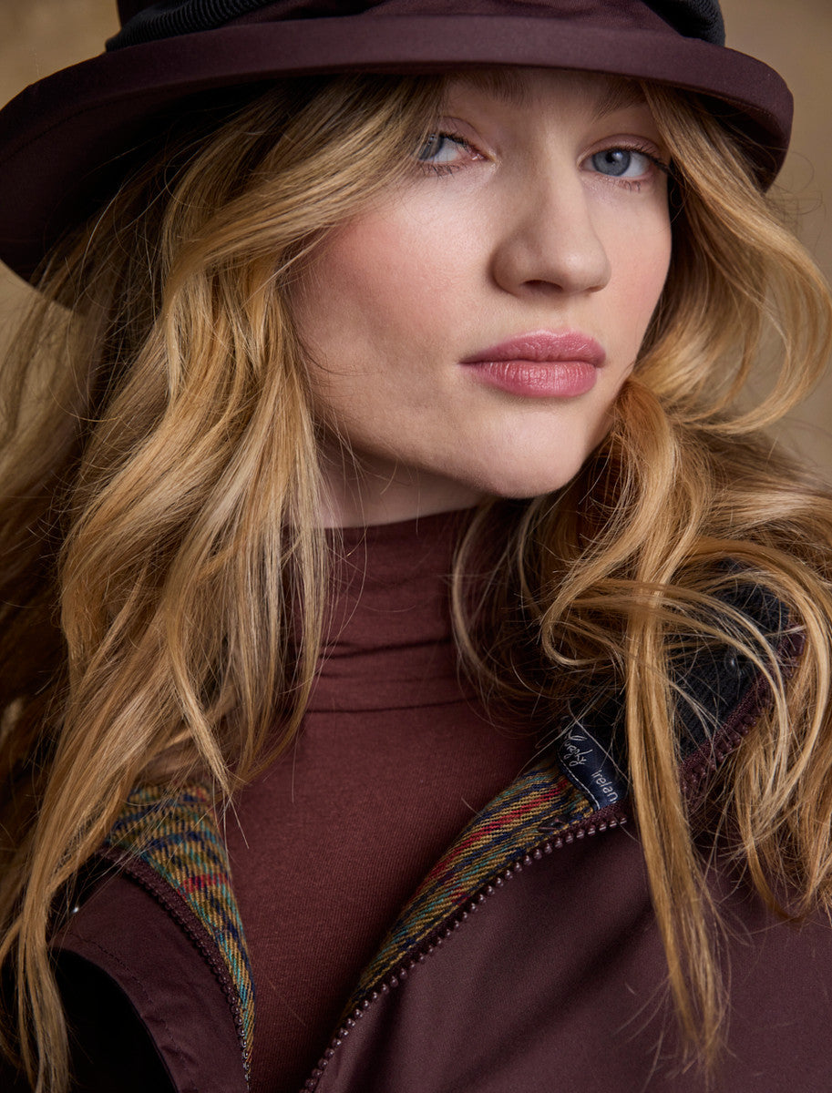 Donegal Ladies Waterproof Full Length Coat - Deep Claret 