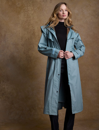 Donegal Ladies Waterproof Full Length Coat - Smoke Blue 