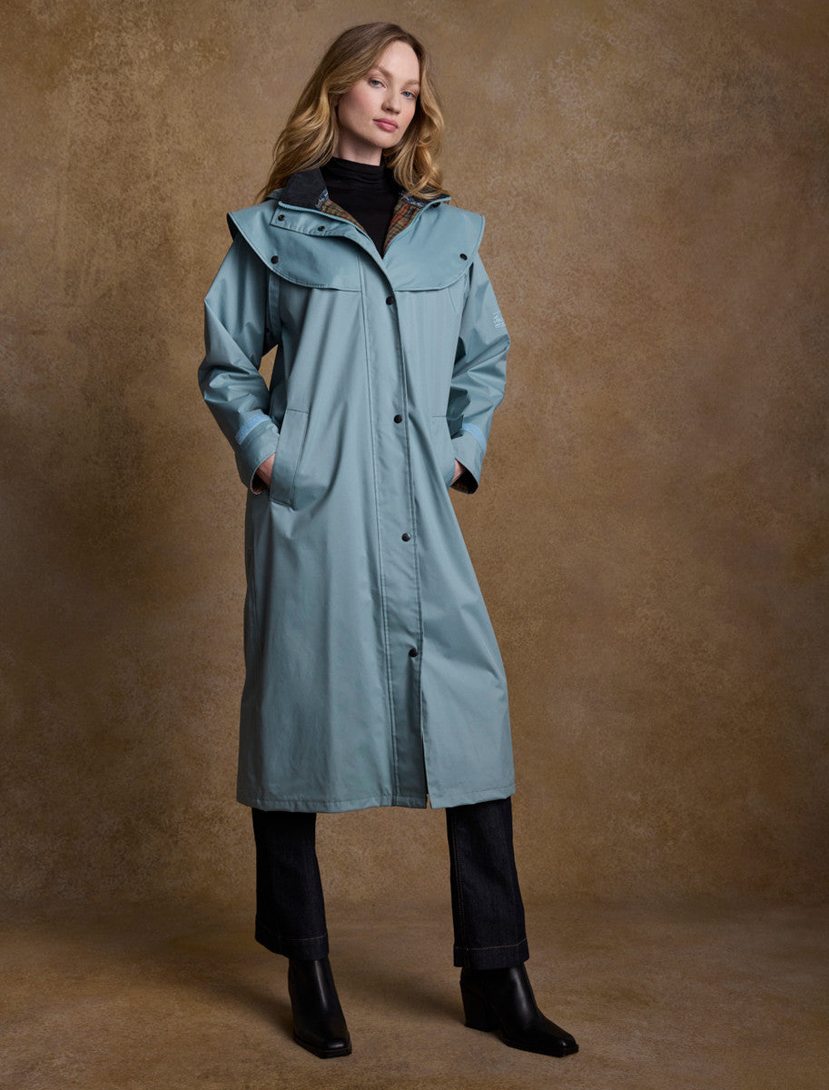 Donegal Ladies Waterproof Full Length Coat - Smoke Blue 
