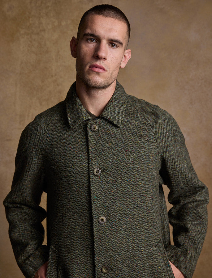 Sean Tweed Herringbone Coat - Charcoal Wide Herringbone | Jack