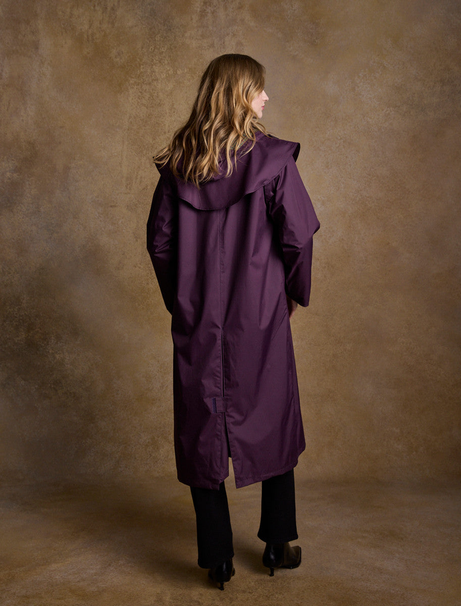 Donegal Ladies Waterproof Full Length Coat - Blackberry 