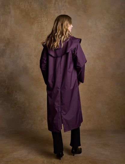 Donegal Ladies Waterproof Full Length Coat - Blackberry 