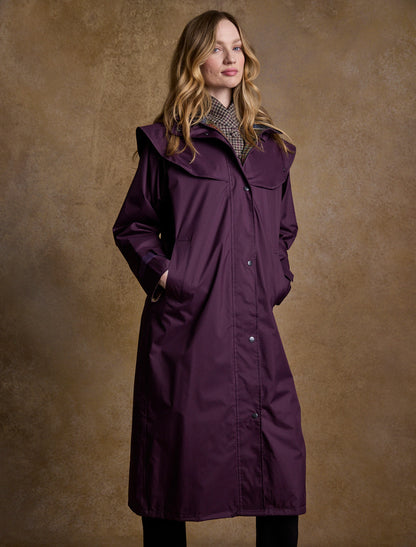 Donegal Ladies Waterproof Full Length Coat - Blackberry 