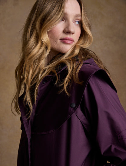 Donegal Ladies Waterproof Full Length Coat - Blackberry 
