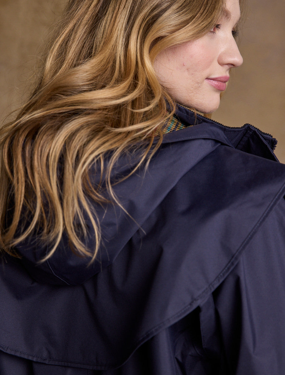 Donegal Ladies Waterproof Full Length Coat - Navy 