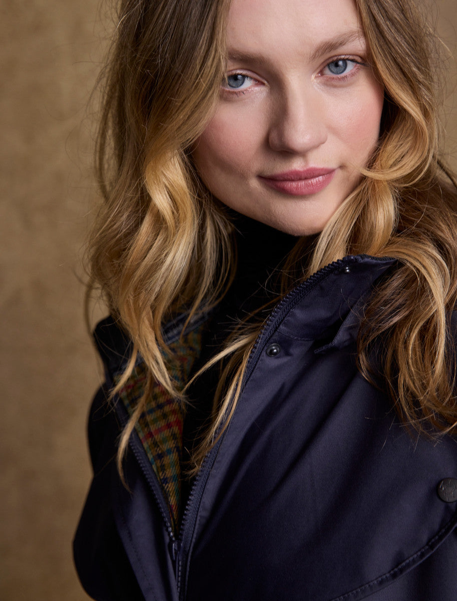 Donegal Ladies Waterproof Full Length Coat - Navy 
