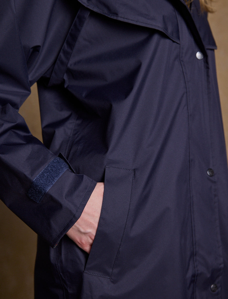 Donegal Ladies Waterproof Full Length Coat - Navy 