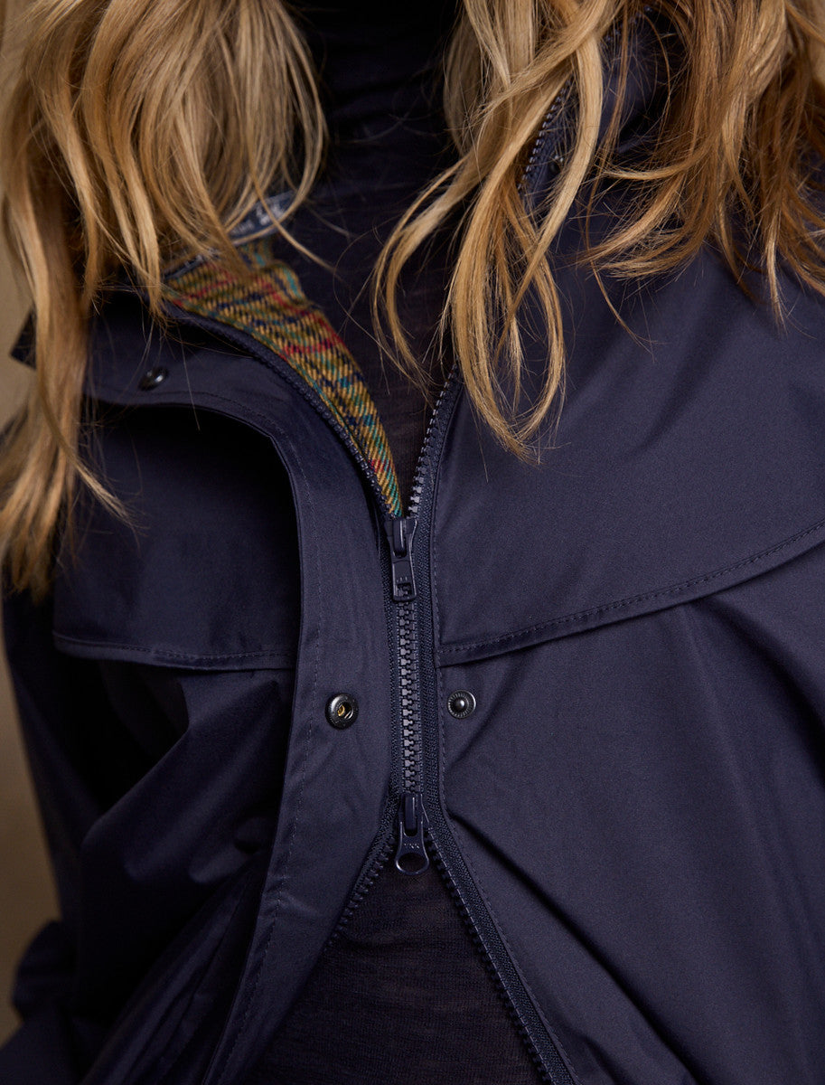 Donegal Ladies Waterproof Full Length Coat - Navy 