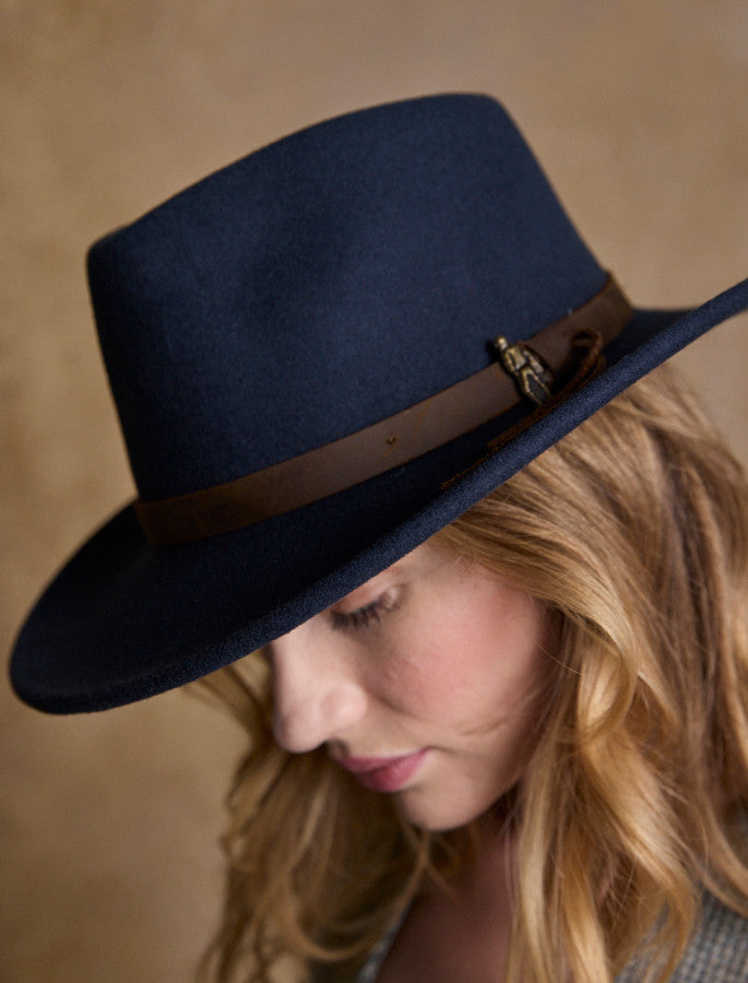Ladies Boston Wool Felt Hat - Navy 