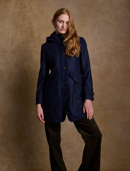 Abbie Tweed Coat - Navy Herringbone 