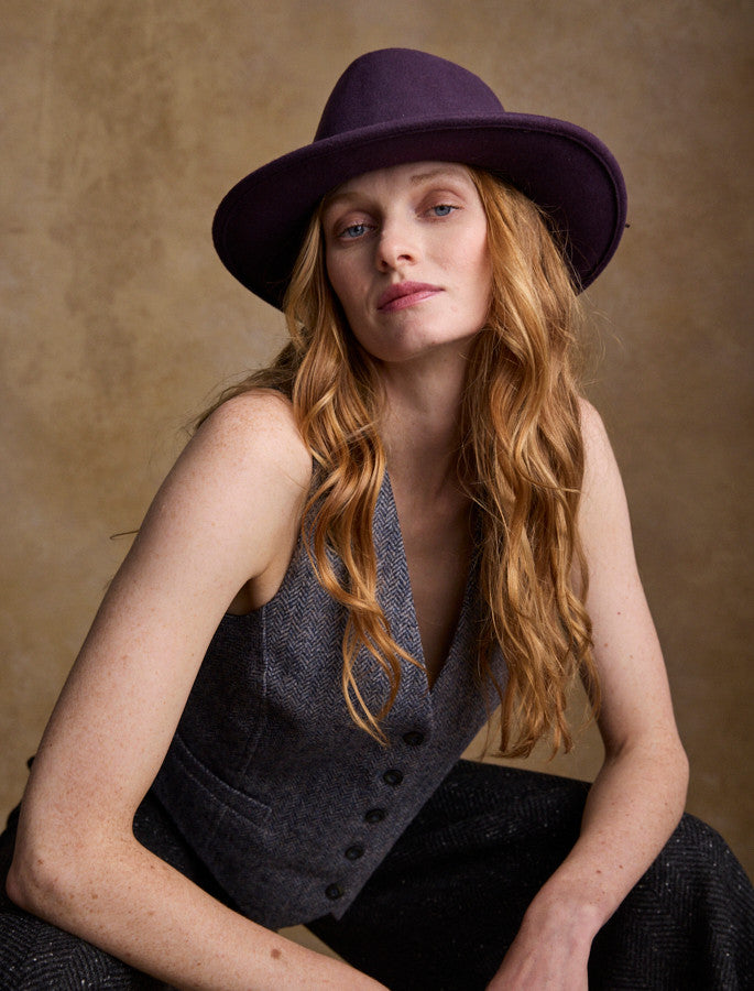 Ladies Boston Wool Felt Hat - Plum 