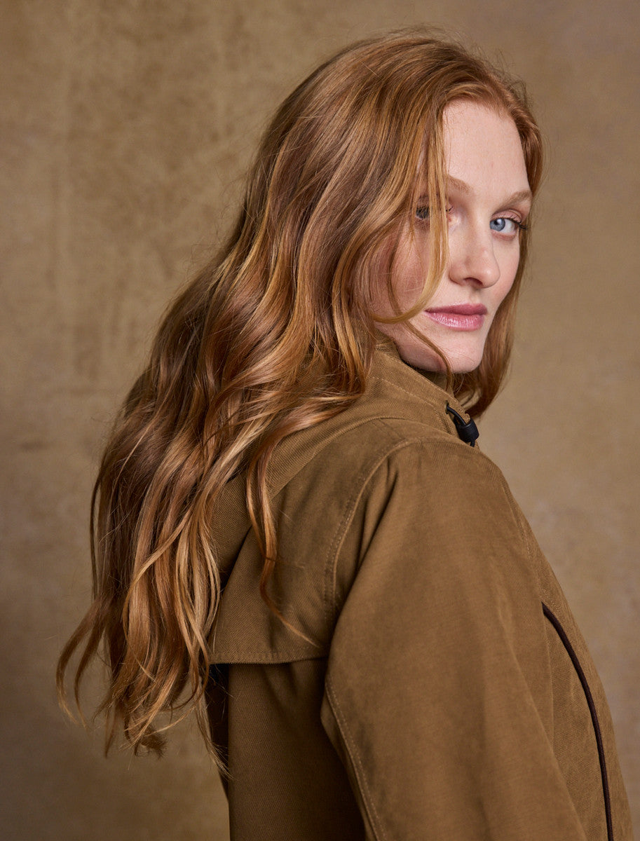 Erin Ladies Waterproof Long Riding Coat - Camel 