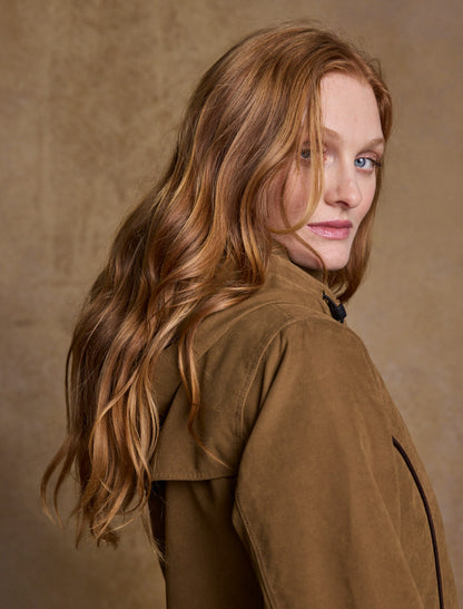 Erin Ladies Waterproof Long Riding Coat - Camel 