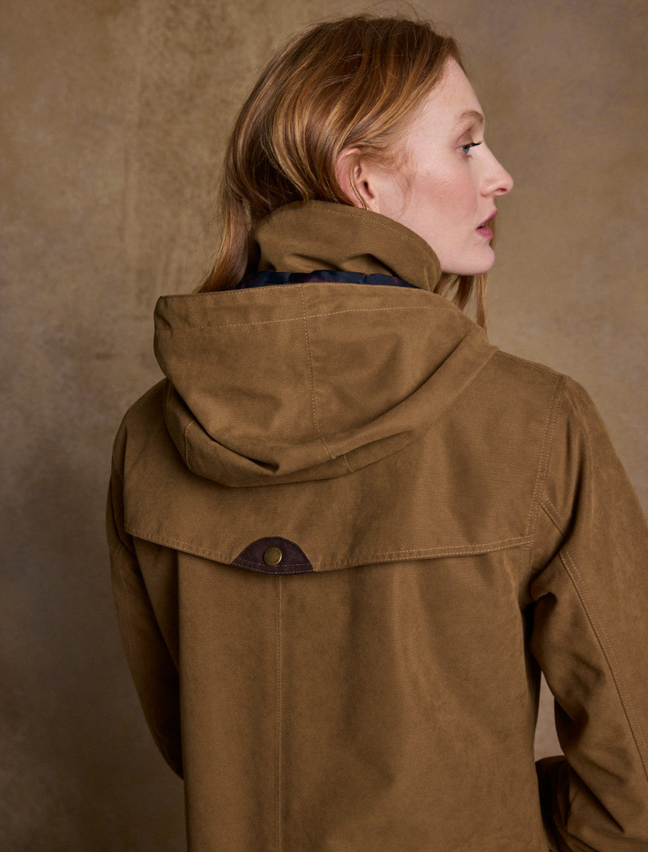 Erin Ladies Waterproof Long Riding Coat - Camel 