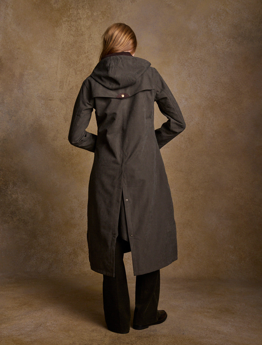 Erin Ladies Waterproof Long Riding Coat - Olive 