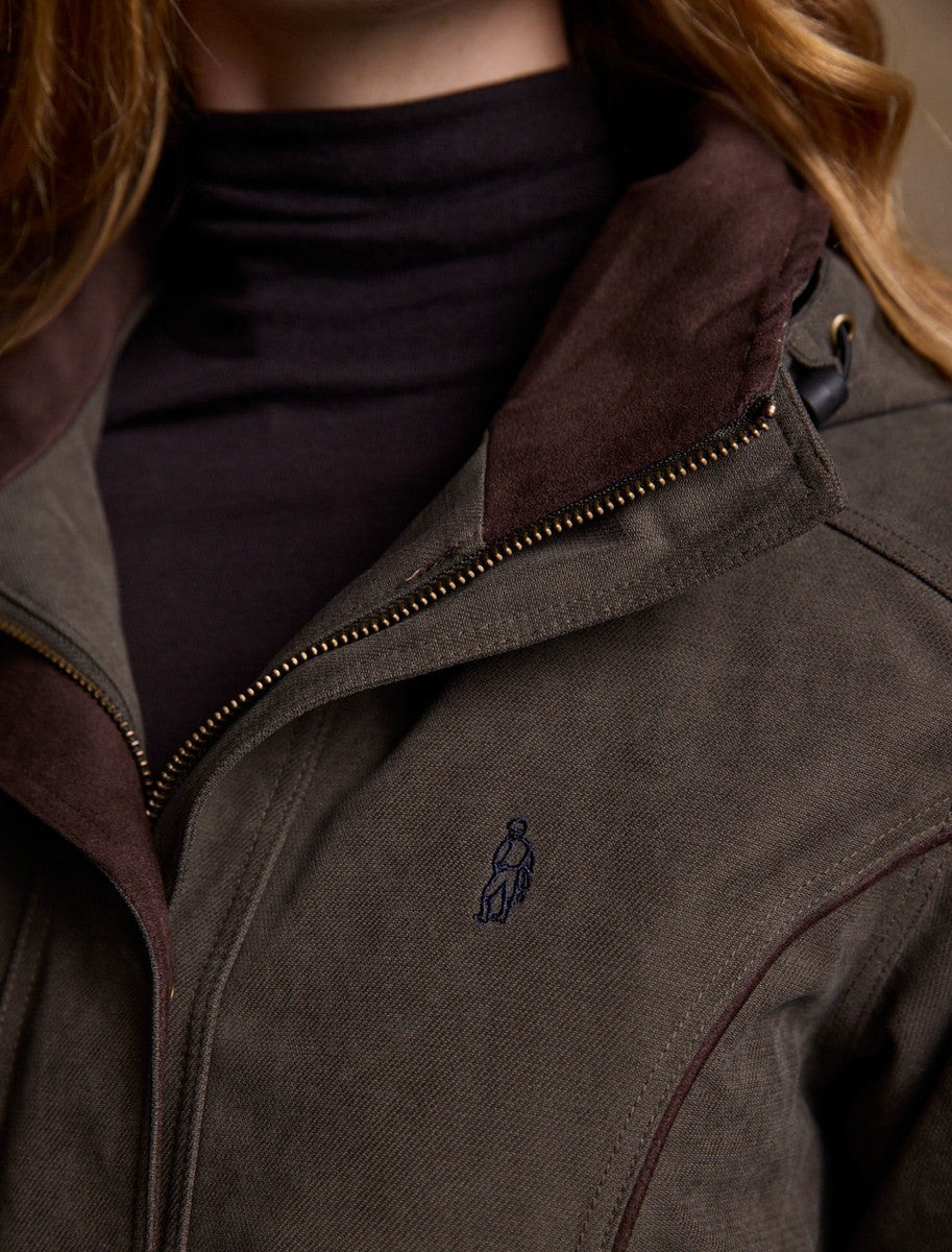 Erin Ladies Waterproof Long Riding Coat - Olive 