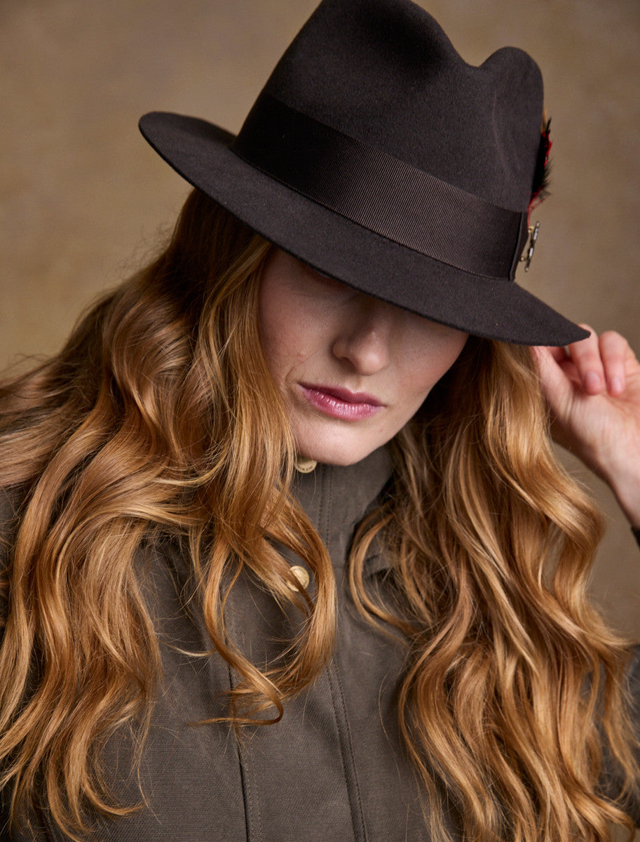Ladies Kildare Trilby Felt Hat - Olive
