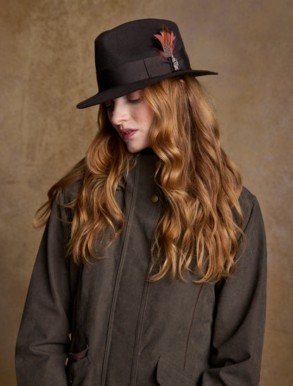 Ladies Kildare Trilby Felt Hat - Olive