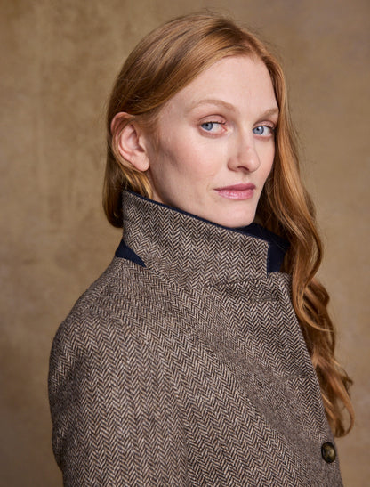 Isabella Tweed Coat - Light Tan Herringbone 