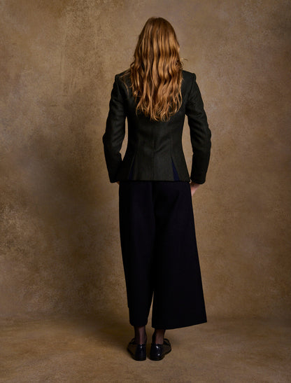 Enya Tweed Culottes - Green Herringbone 