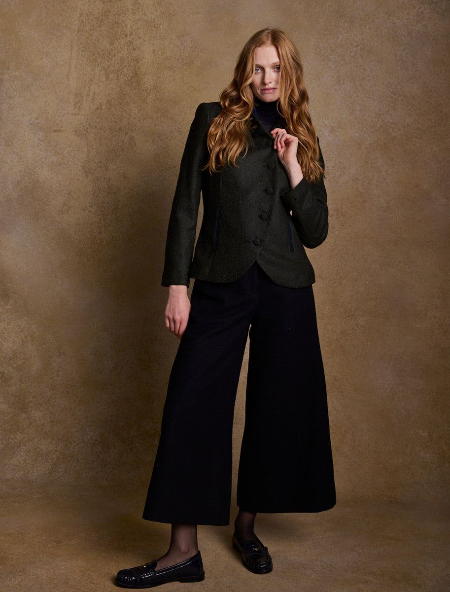 Enya Tweed Culottes - Green Herringbone 