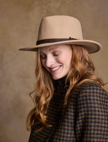 Ladies Boston Wool Felt Hat - Tan 