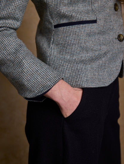 Sasha Tweed Blazer - Jade Weave Herringbone 