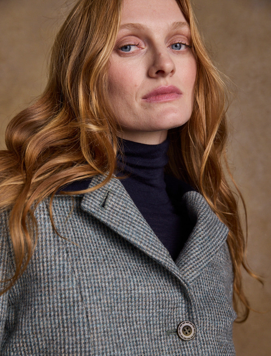 Sasha Tweed Blazer - Jade Weave Herringbone 