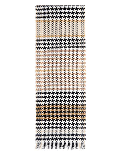 Soft Motif Fringed Scarf - Black Camel 