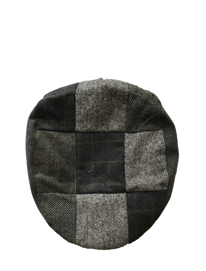 Heritage Patchwork Flat Cap – Multi Grey Blue - Sample Patch