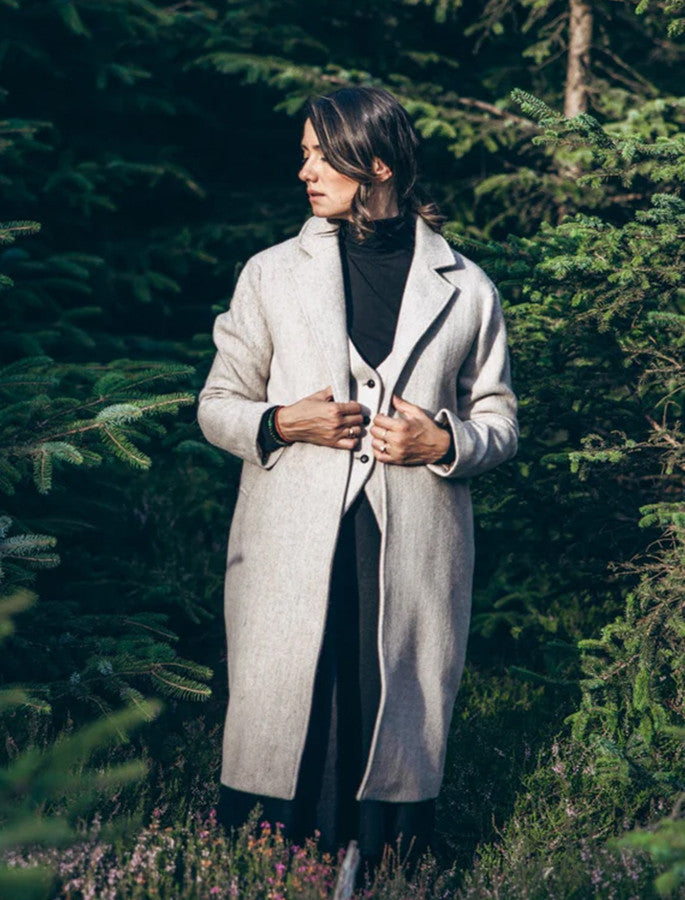 Ladies Irish Alpaca City Coat - Natural | Weavers of Ireland
