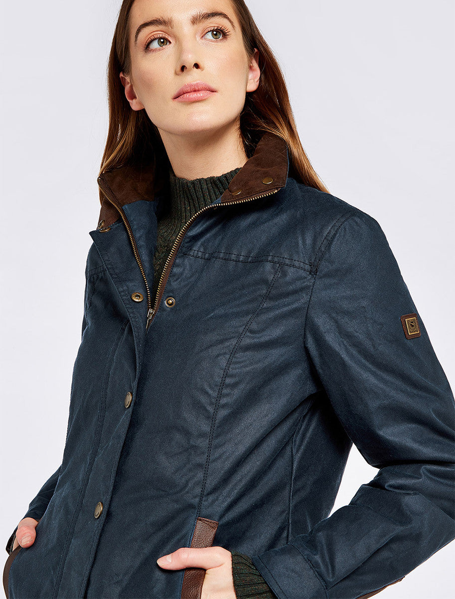 Mountrath Ladies Waxed Cotton Jacket - Ocean Blue 