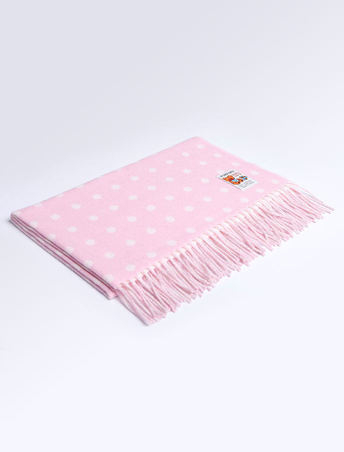 Lambswool Baby Throw - Pink Spot 