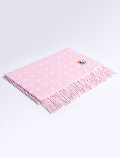 Lambswool Baby Throw - Pink Spot 