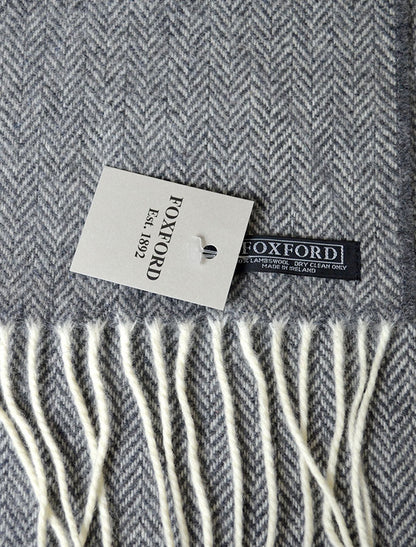 Lambswool Scarf - Grey Herringbone 