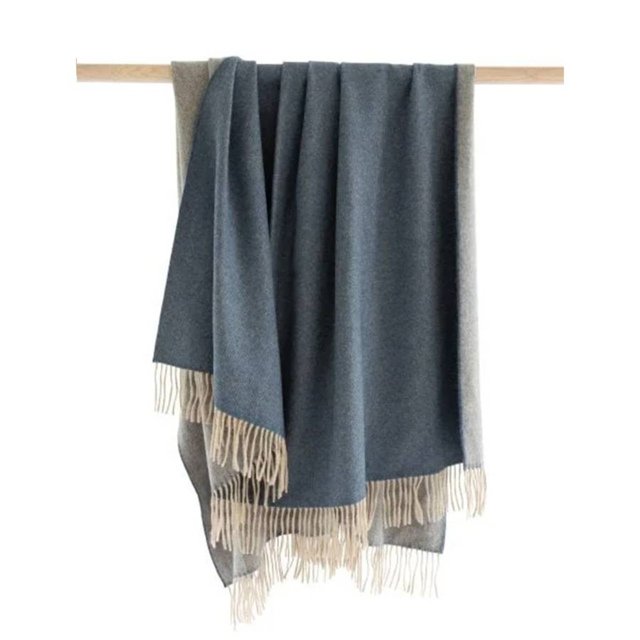 Wool Angora Throw Blue Beige