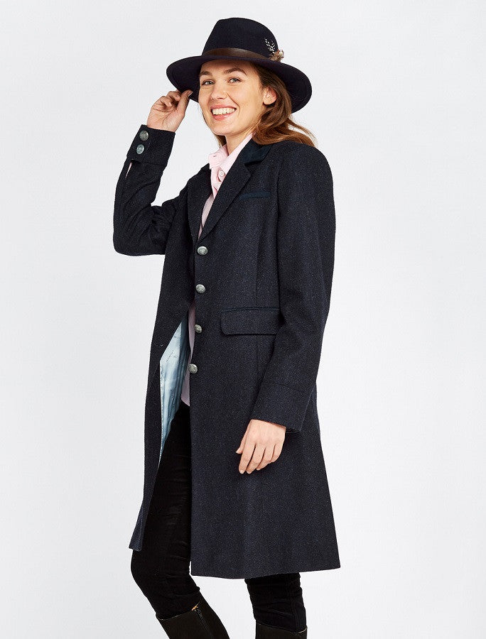Blackthorn Ladies 3/4 Tweed Coat - Navy 