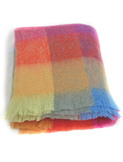 Mohair Throw - Multi Colour Block 